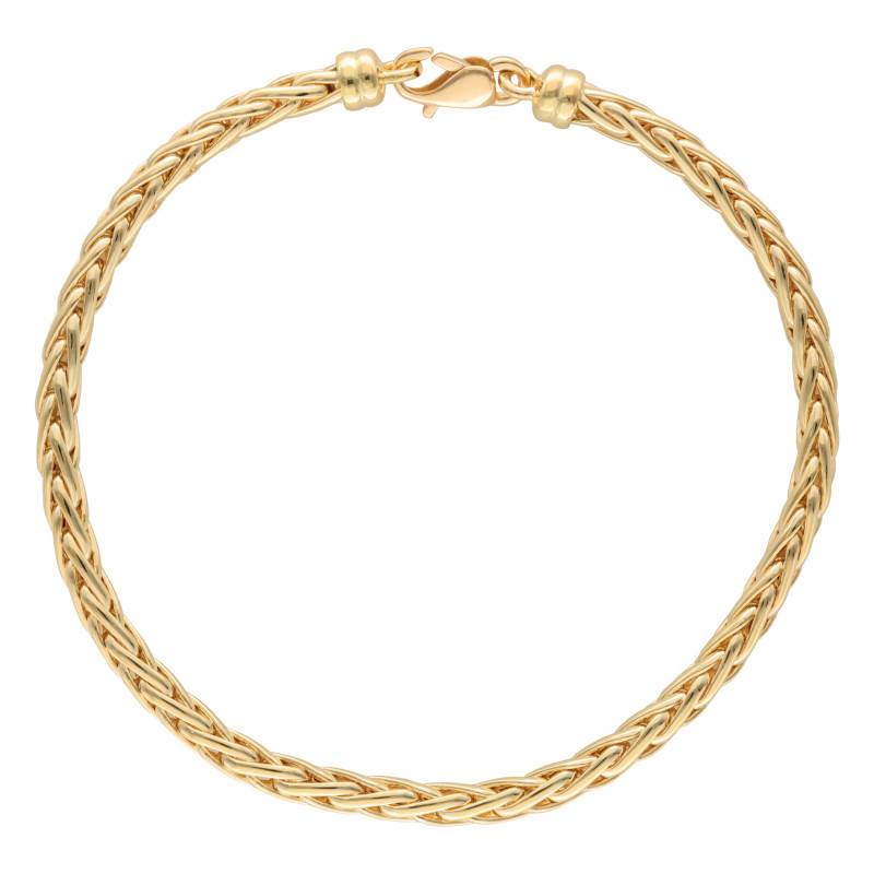 750 Yellow Gold Hollow Palm Link Bracelet, Length 20 cm, Width 4 mm to 6 mm - Manillon