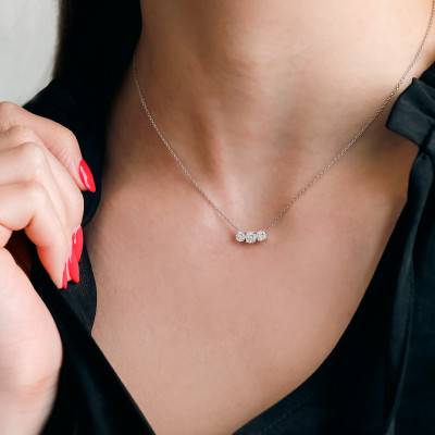 Collier Diamants GSI2 0,35ct et Or Blanc 750, Longueur 40 cm - Diamond Lady