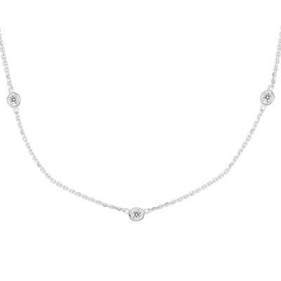 Collier Diamants GSI2 en Or Blanc 750, Longueur 40 cm - Diamond Lady