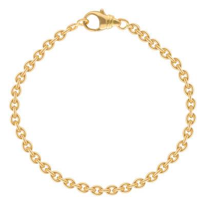 Bracelet Maille Forçat Ronde, Or Jaune 750, Longueur 21 cm, Largeur de 1 à 3 mm - Manillon