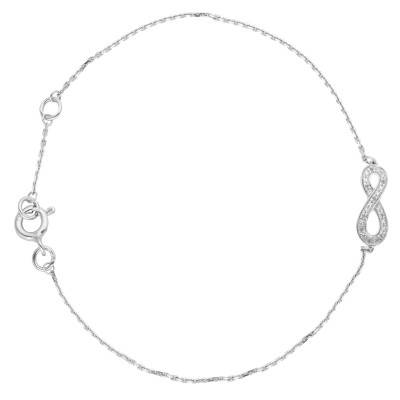 Bracelet Infini Diamants & Or Blanc 750, Longueur 18 cm - Joelli