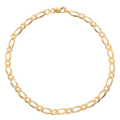 Yellow 750/1000 Gold Alternating Flat Oval Link Chain Bracelet, 20 cm, 2.50 mm to 6 mm Wide - Manillon