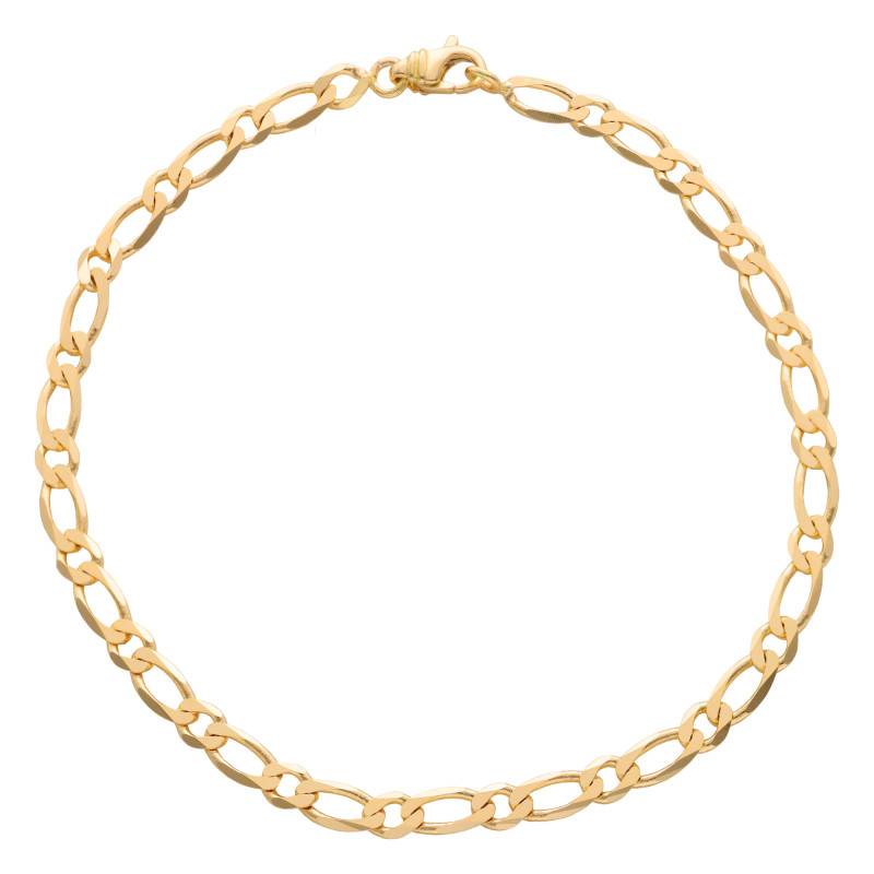 Yellow 750/1000 Gold Alternating Flat Oval Link Chain Bracelet, 20 cm, 2.50 mm to 6 mm Wide - Manillon