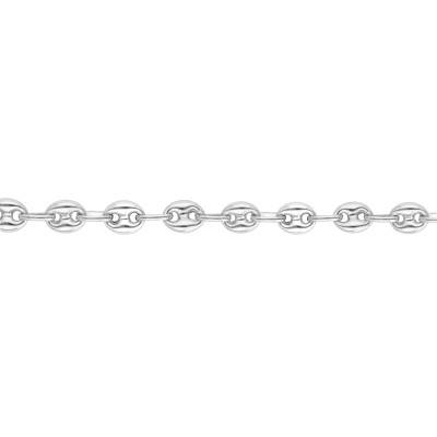 Solid 750/1000 White Gold Coffee Bean Chain Bracelet, 16 cm Length, 3.20 mm Width - Manillon