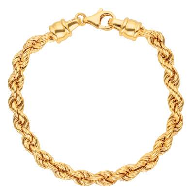 Bracelet corde, plaqué or jaune, Longueur 18 cm, Largeur 5,50 mm - Manillon