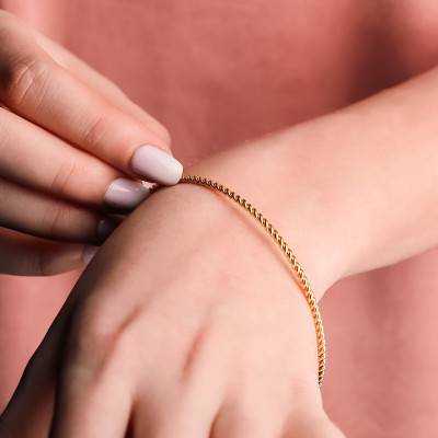 Yellow Gold-Plated Twisted Wire Bangle Bracelet, Width 1.15mm - Emanessence