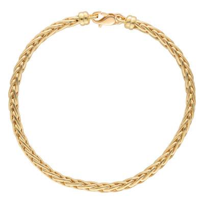 375 Yellow Gold Hollow Palm Chain Bracelet, Length 19 cm, Width 3 mm to 5 mm - Manillon