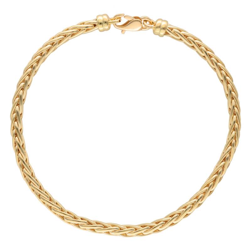 375 Yellow Gold Hollow Palm Chain Bracelet, Length 19 cm, Width 3 mm to 5 mm - Manillon