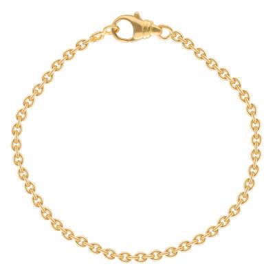 Bracelet Maille Forçat Ronde, Or Jaune 750, Longueur 22 cm, Largeur 1 à 3 mm - Manillon