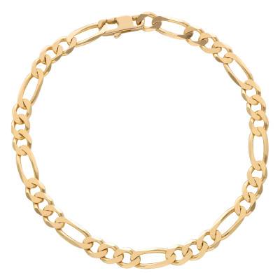 750/1000 Yellow Gold Alternating Flat Oval Link Chain 3-1 Bracelet, 20 cm Length, Width 2,50 to 8,50 mm - Manillon