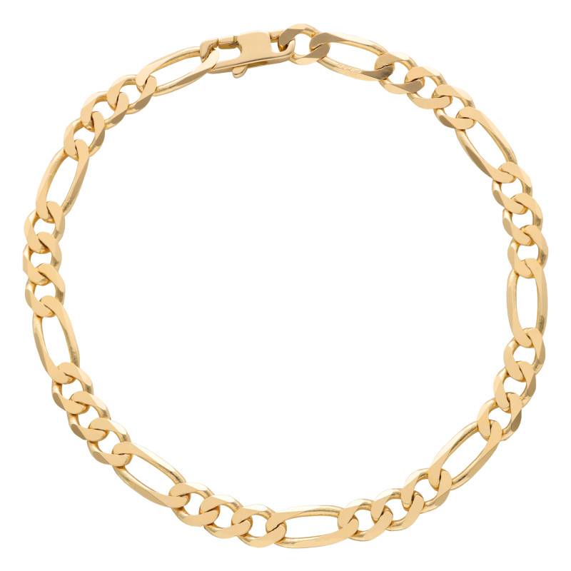 750/1000 Yellow Gold Alternating Flat Oval Link Chain 3-1 Bracelet, 20 cm Length, Width 2,50 to 8,50 mm - Manillon