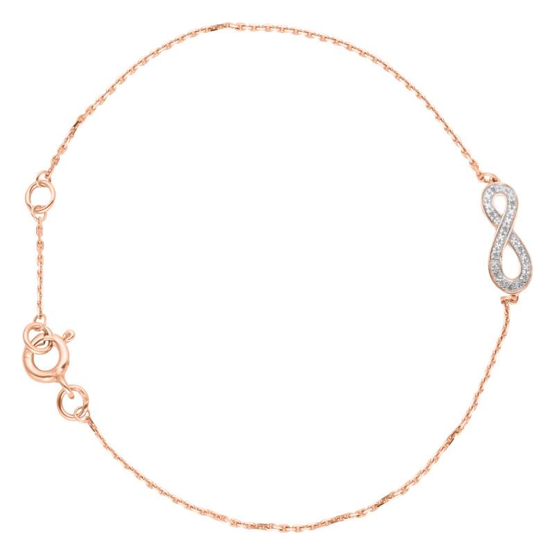 750 Rose Gold & Diamond Infinity Bracelet 18 cm - Joelli