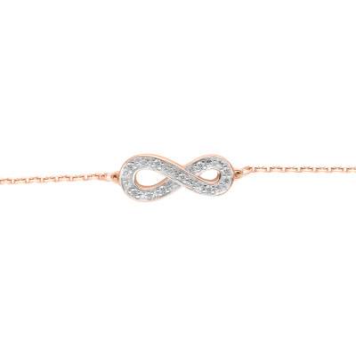 Bracelet Infini Diamants & Or Rose 750, Longueur 18 cm - Joelli