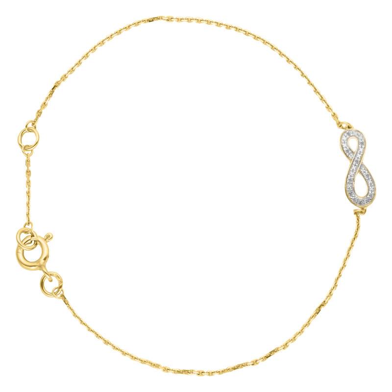 750 Yellow Gold & Diamond Infinity Bracelet, Length 18 cm - Joelli