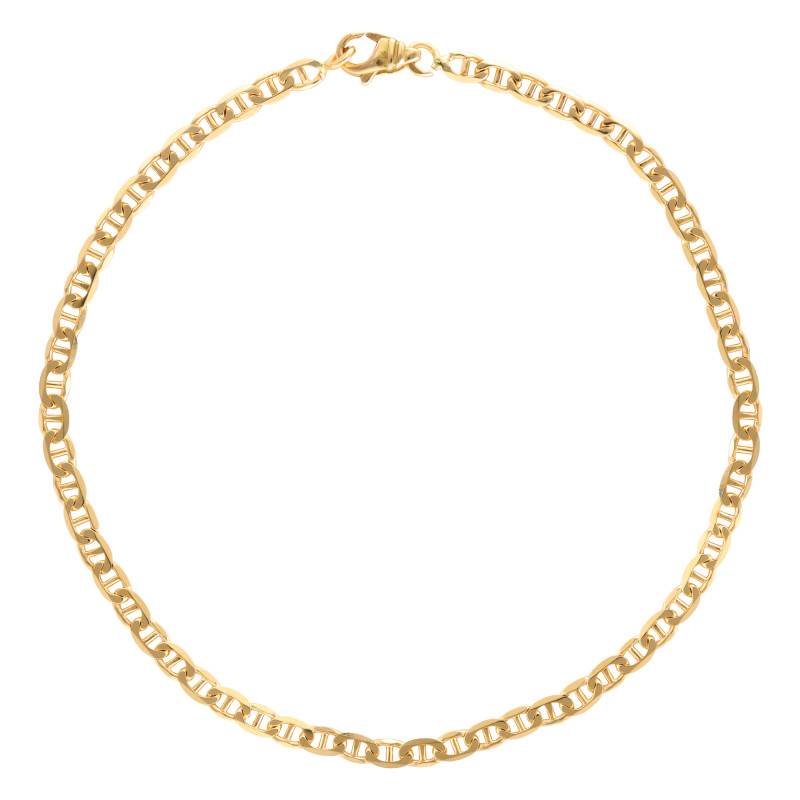 750/1000 Yellow Gold Solid Mariner Chain Bracelet, Length 21 cm, Width 1.50 mm to 7 mm - Manillon