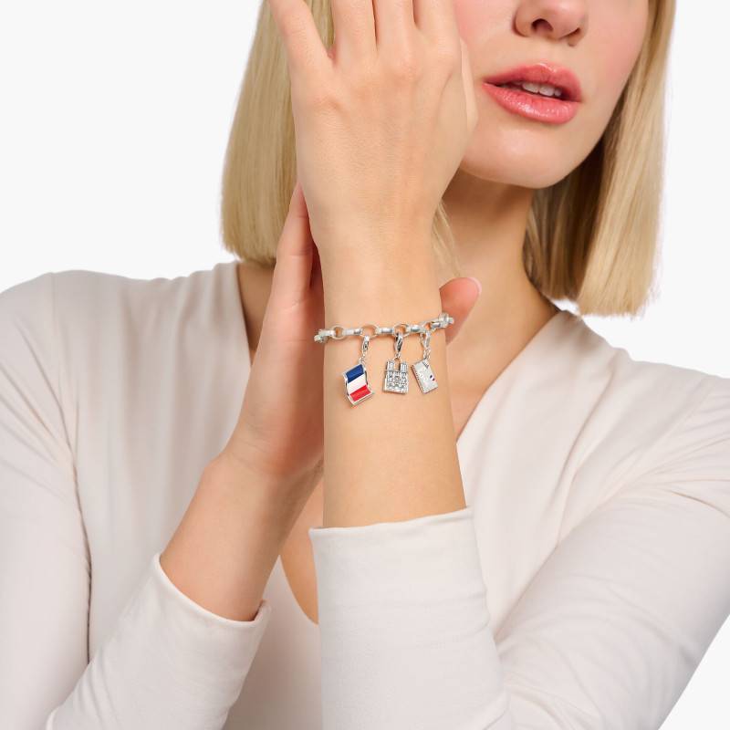 Pendentif Charm Lettre J Thomas Sabo - Argent Sterling 925 Avec Zircones Blanches - Breloque à Mousqueton Pour Bracelet Ou Chaîne - Cadeau Personnalisé élégant
