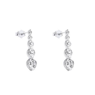 Boucles d'Oreilles Pendantes en Or Blanc 375 & Oxydes de Zirconium - Emanessence