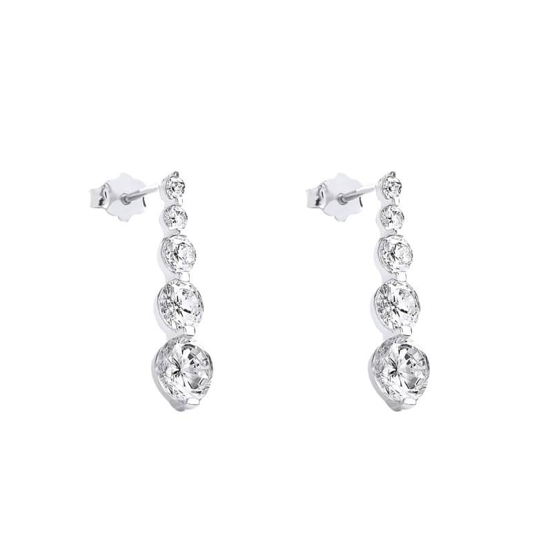 White Gold Drop Earrings with Zirconium Oxide Stones - Emanessence