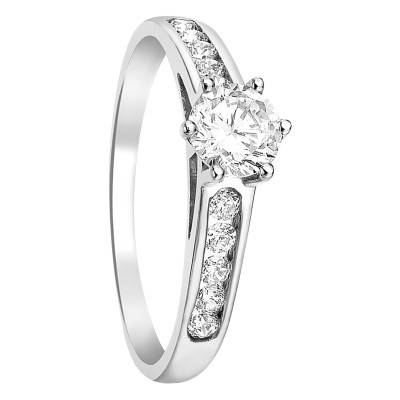 White Gold Solitaire Ring with 11 Zirconium Oxide Stones - Emanessence