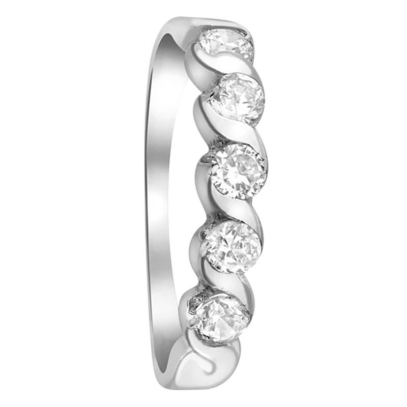 375/1000 White Gold & Zirconium Oxide Swirl Ring - Amore