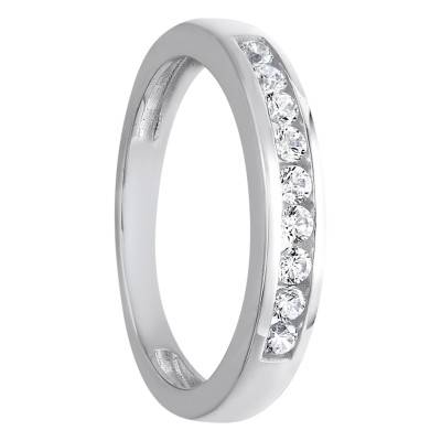 Bague Demi-Bombé en Or Blanc 375 & Oxyde de Zirconium - Amore