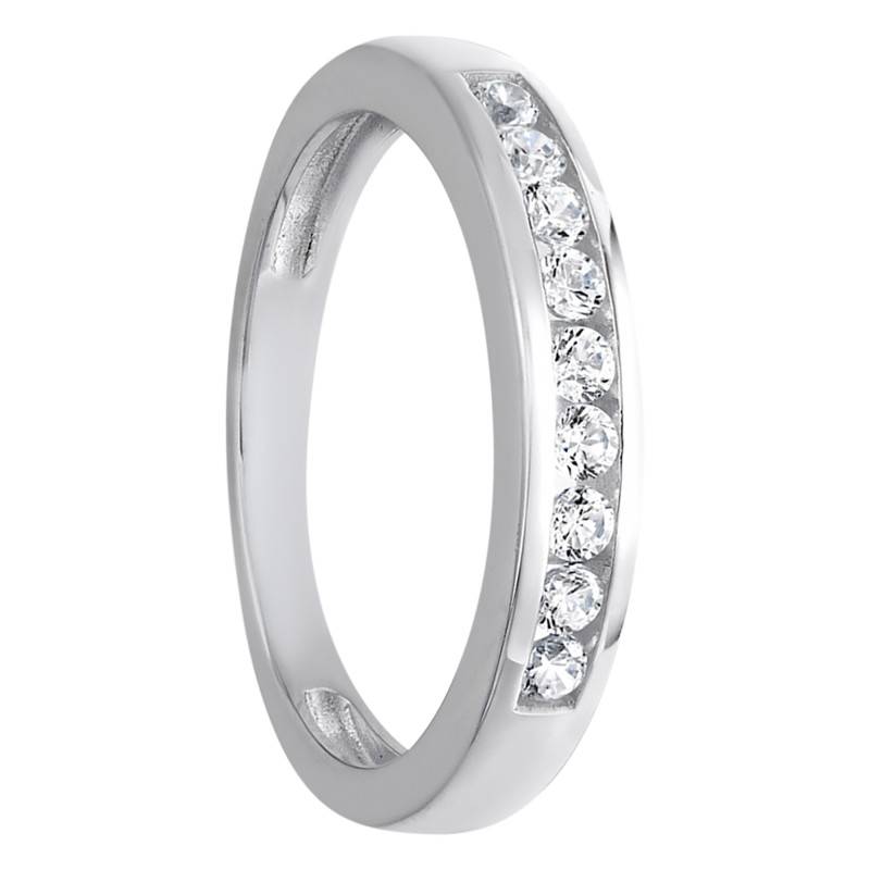 White Gold & Zirconium Oxide 375/1000 Demi-Bombé Ring - Amore