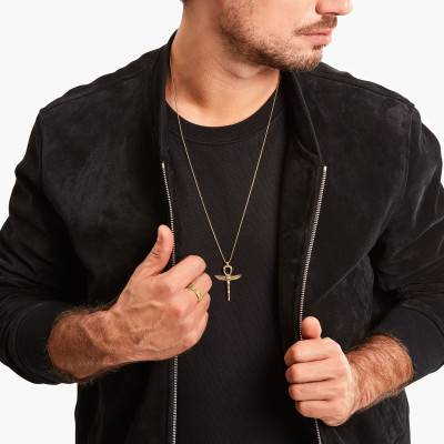 Yellow Gold-Plated Ankh Scarab Pendant with Black Zirconium Oxides - PE778-414-39 - Thomas Sabo