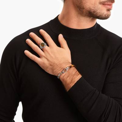 Bracelet Oeil de Tigre & Argent 925, Longueur 16 à 19 cm - A2088-826-2-L19V - Thomas Sabo