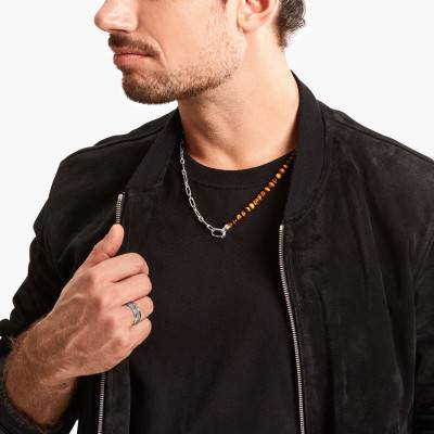Collier Oeil de Tigre & Argent 925, Longueur 50 à 55 cm - KE2179-826-2-L55V - Thomas Sabo