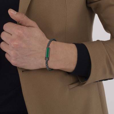 Spelt Black Steel Bracelet, Length 19 cm - 2040339 - Lacoste