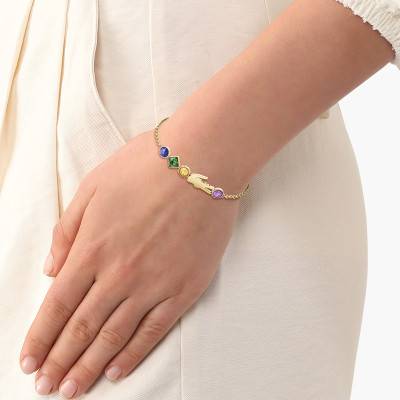 Deva Gold-Tone Steel & Multicolor Gemstone Bracelet, Length 16.50 cm to 21.50 cm - 2040361 - Lacoste