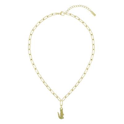 Collier Crocodile en Acier Doré, Longueur 45, cm Ajustable - 2040362 - Lacoste