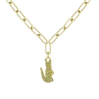Gold-Tone Steel Crocodile Necklace, Adjustable Length 45 cm - 2040362 - Lacoste