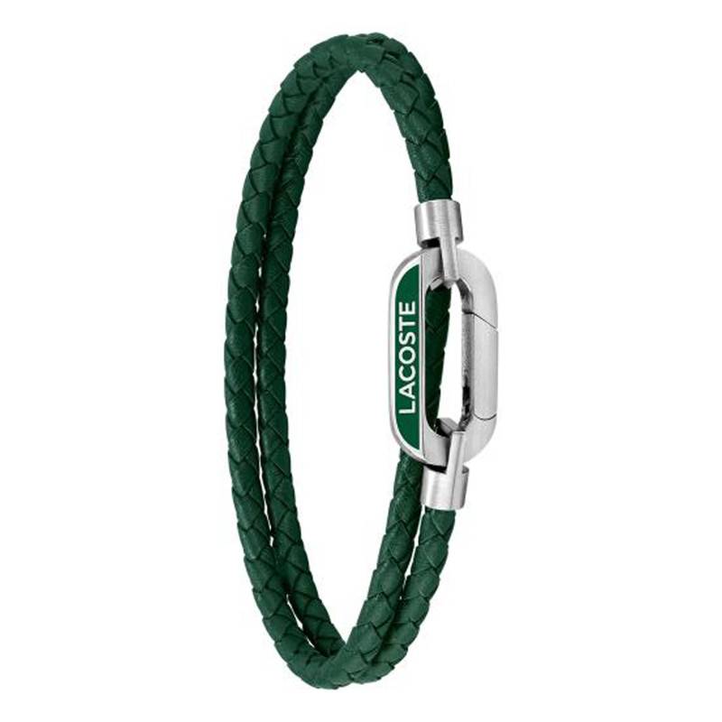 Starboard Stainless Steel & Green Leather Bracelet, Length 19 cm - 2040111 - Lacoste