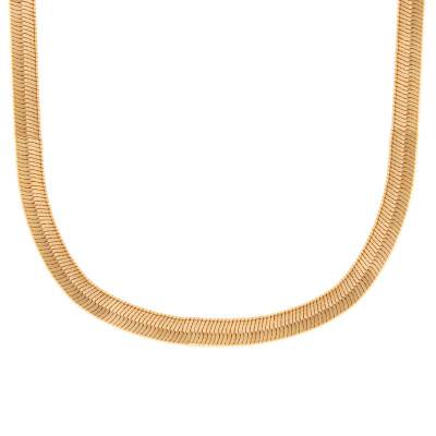 Yellow Gold-Plated Mirror Link Chain, 45 cm - Naïades