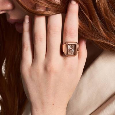Rose Gold Rectangle Ring Watch - ES5345 - Fossil