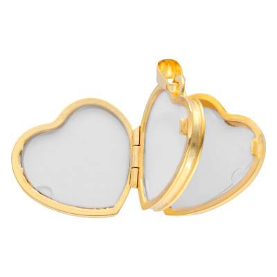 375/1000 Yellow Gold Floral Heart Photo Locket - Vandona