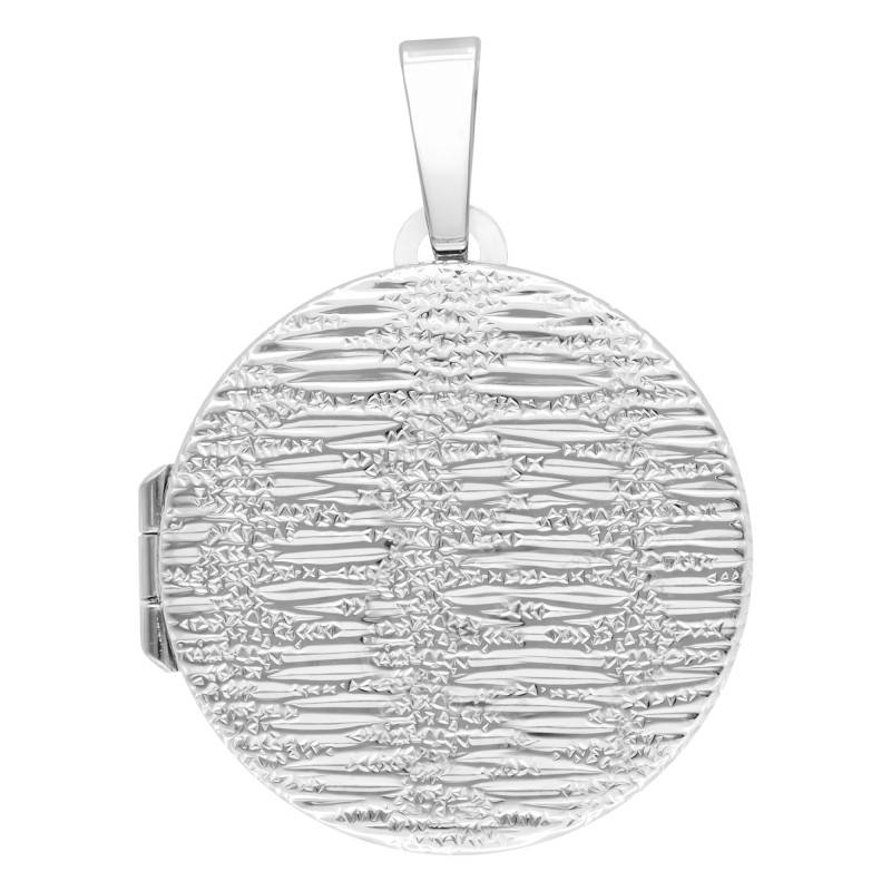 925 Silver Round Striated Photo Locket - Vandona