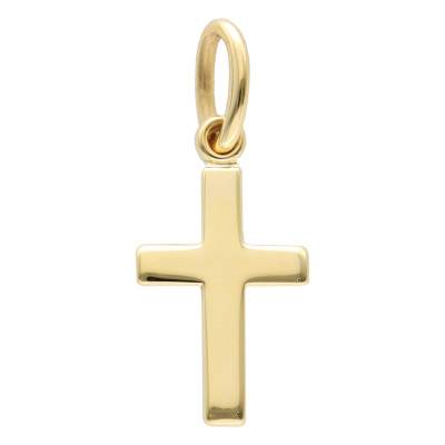 375 Yellow Gold Satin Cross Pendant - Vandona