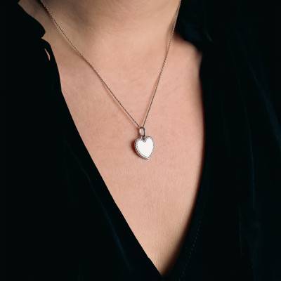 925 Silver Beaded Heart Pendant - Vandona
