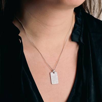 Pendentif Rectangle Pailleté en Argent 925 - Vandona