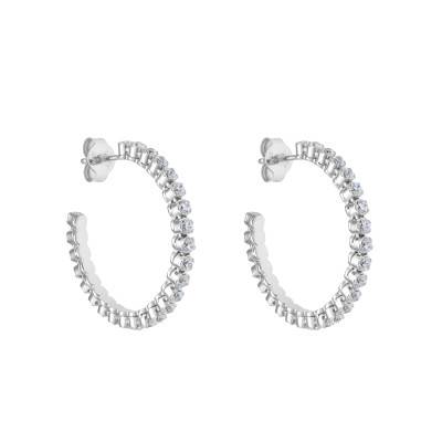 925 Silver & Cubic Zirconia Hoop Earrings - Vandona