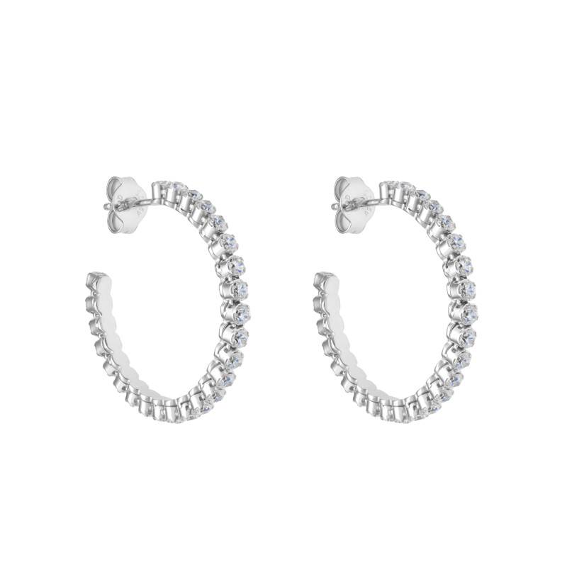 925 Silver & Cubic Zirconia Hoop Earrings - Vandona