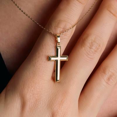 375 Yellow Gold Hollow Cross Pendant - Vandona