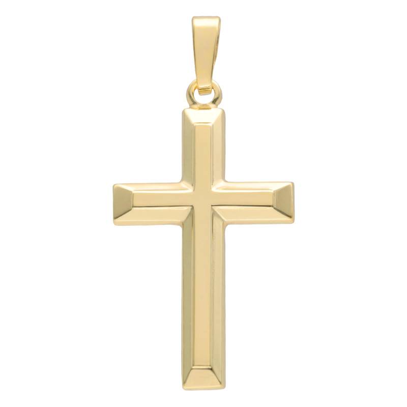 375 Yellow Gold Hollow Cross Pendant - Vandona