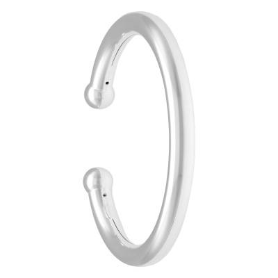 925 Silver Open Ball-End Bangle, Diameters 6.20 cm and 5.40 cm, Width 8 mm - Vandona