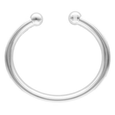 925 Silver Open Ball-End Bangle, Diameters 6.20 cm and 5.40 cm, Width 8 mm - Vandona