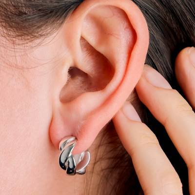 925 Silver Braided Hoop Earrings, Diameter 15 mm - Vandona