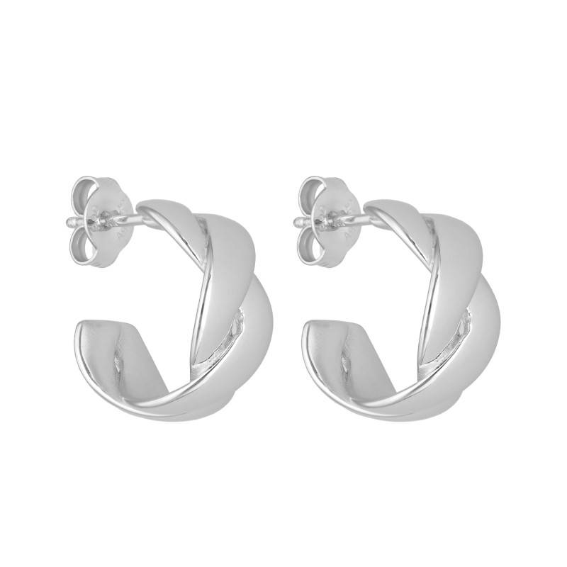 925 Silver Braided Hoop Earrings, Diameter 15 mm - Vandona