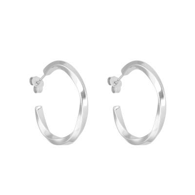 925 Rhodium-Plated Silver Braided Hoop Earrings, Diameter 20 or 30 mm - Vandona